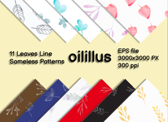 11 Leaves Line Seamless Patterns Set: Elegant, Versatile Design Resources for Creative Professionals