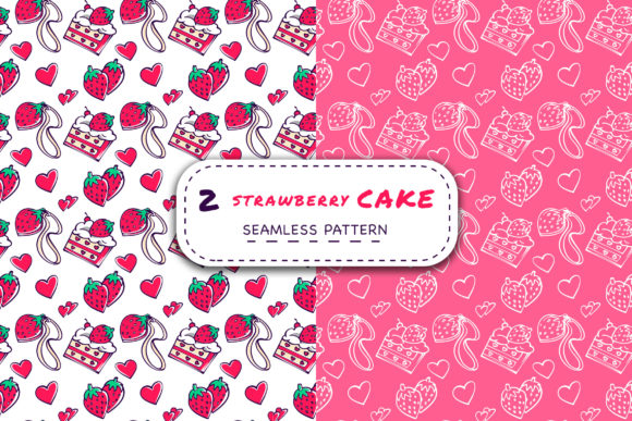 2 Strawberry Cake - Seamless Patterns