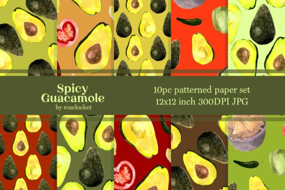 Avocado Guacamole Salsa Paper Patterns