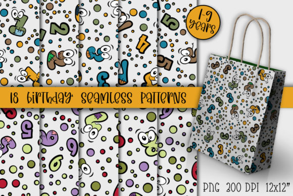 Birthday Seamless Patterns with Ages 1–9: Print-Ready Digital Papers for Every Celebration
