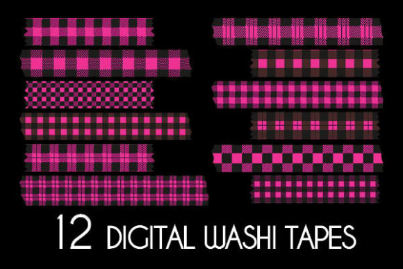 Bright Plaid Pink Washi Tapes Patterns