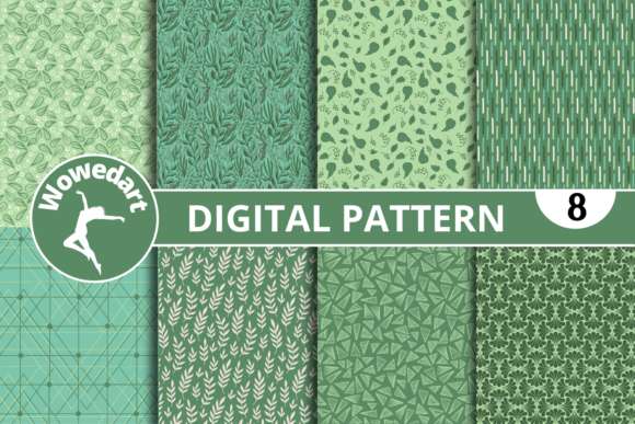 Greenish Digital Paper Patterns Packs