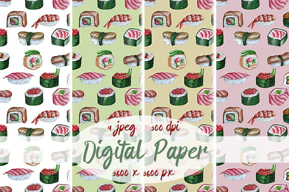 Patterns Sushi Set Digital Paper