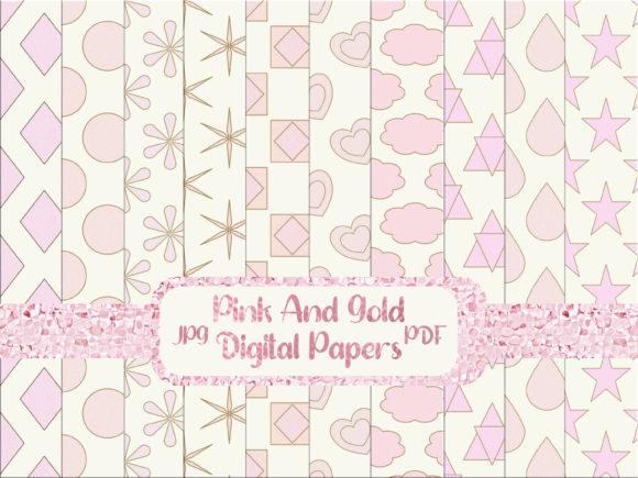 Pink and Gold Seamless Digital Patterns