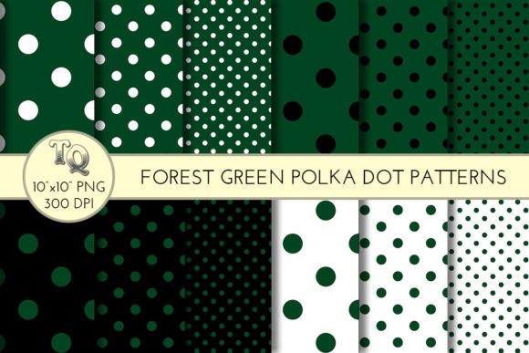 Seamless Forest Green Polka Dot Patterns
