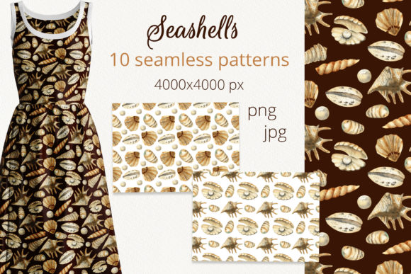 Seamless Seashell Patterns: Handmade Watercolor Designs for Creative Professionals
