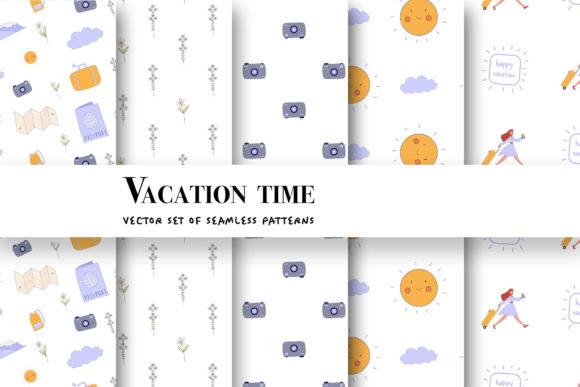 Vacation Time Set of Seamless Patterns