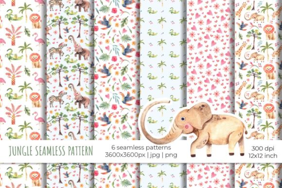 Watercolor Jungle Animals Patterns